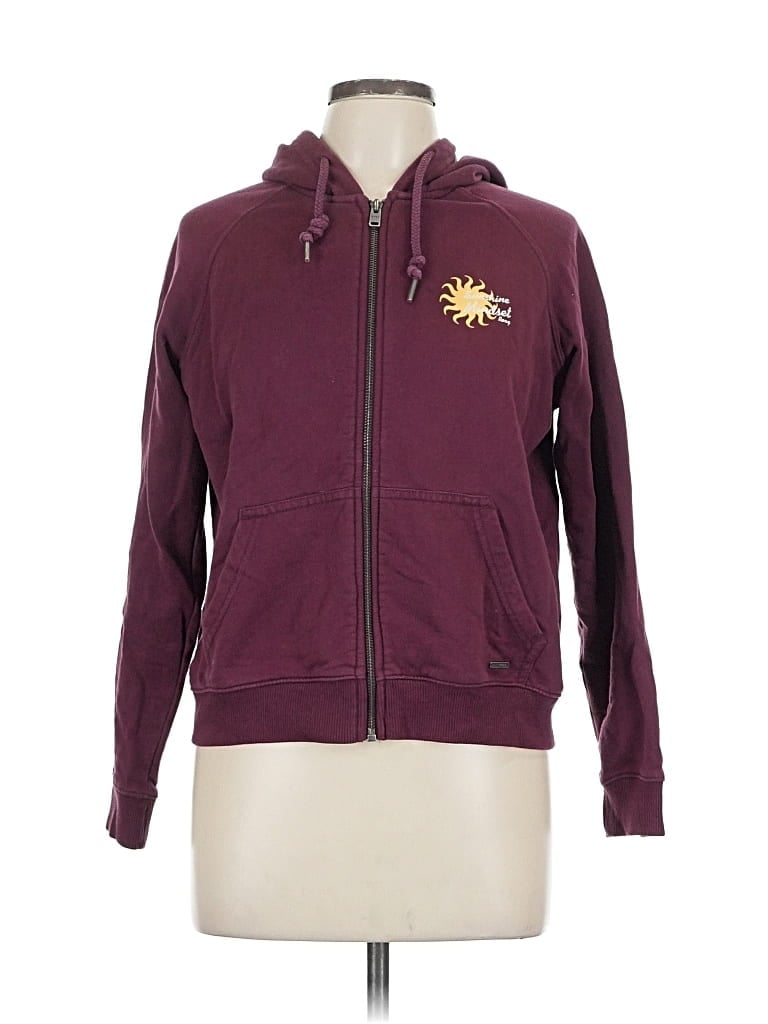 Pre-owned Roxy Zip Up Hoodie In Burgundy