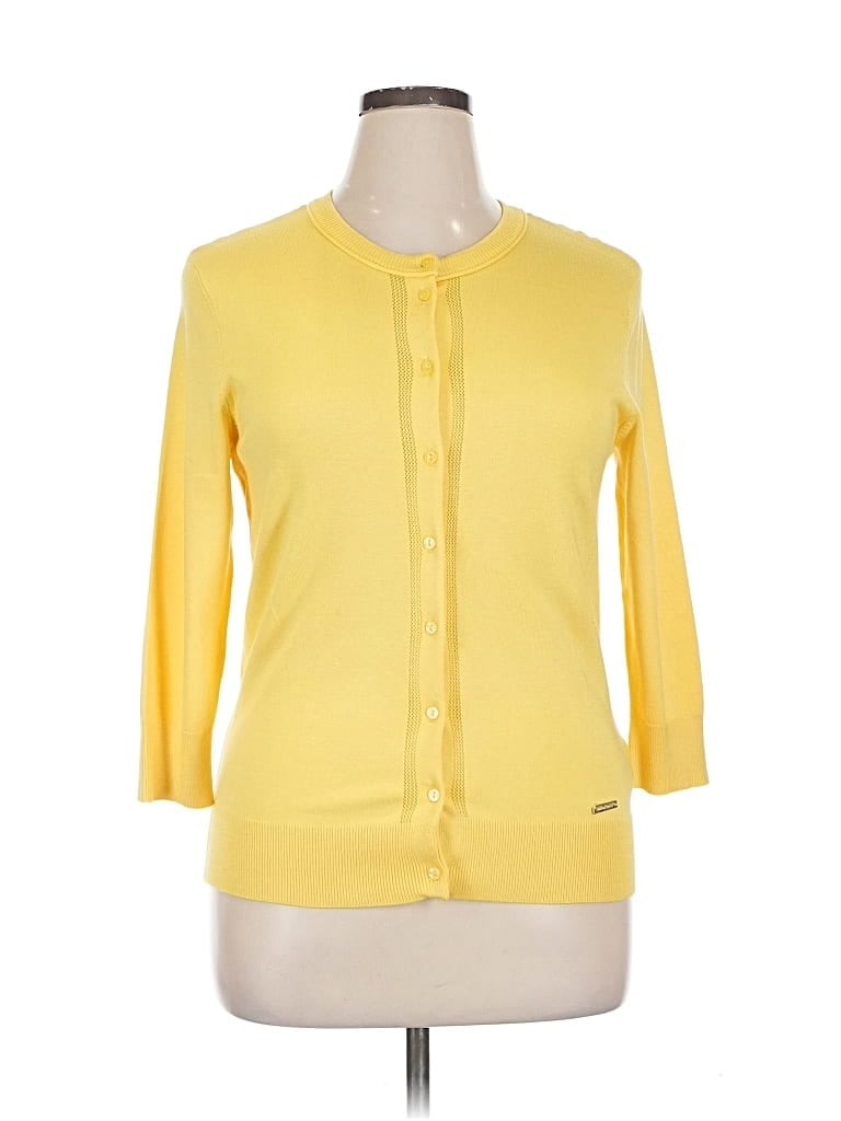 Pre-owned Ellen Tracy Cardigan Sweater In Yellow