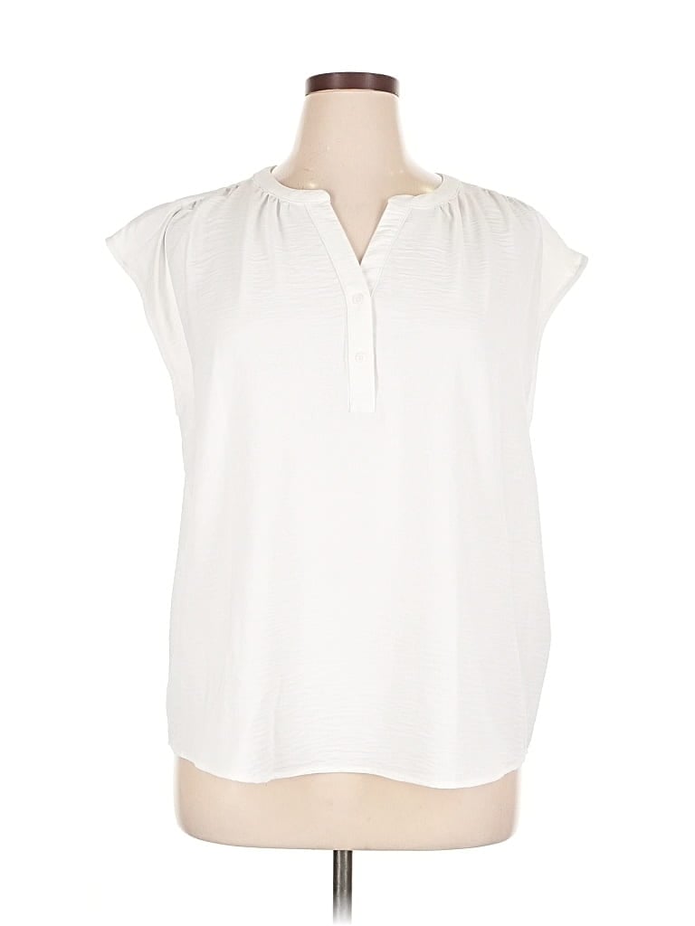 Pre-owned Simply Vera Vera Wang Short Sleeve Blouse In White
