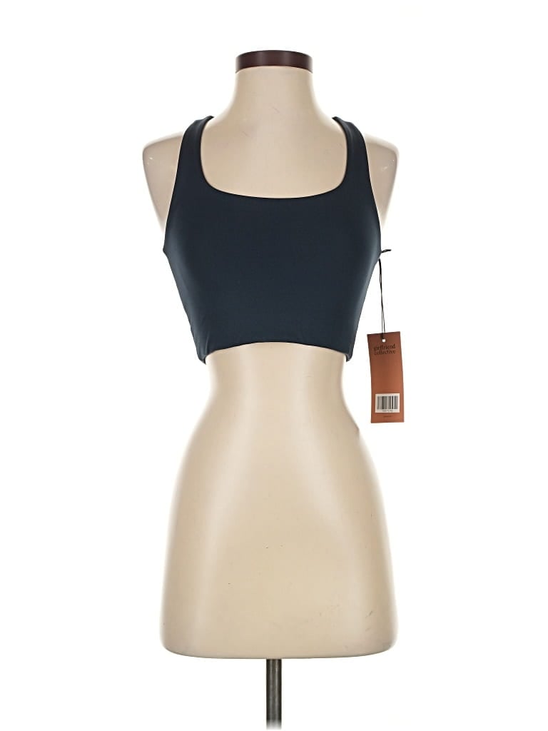 Pre-owned Girlfriend Collective Tank Top Blue Halter Neckline Tops