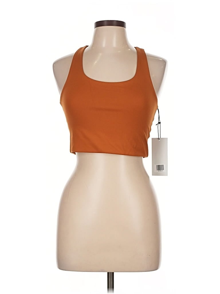 Girlfriend Collective Tank Top Orange Halter Neckline Tops In Brown