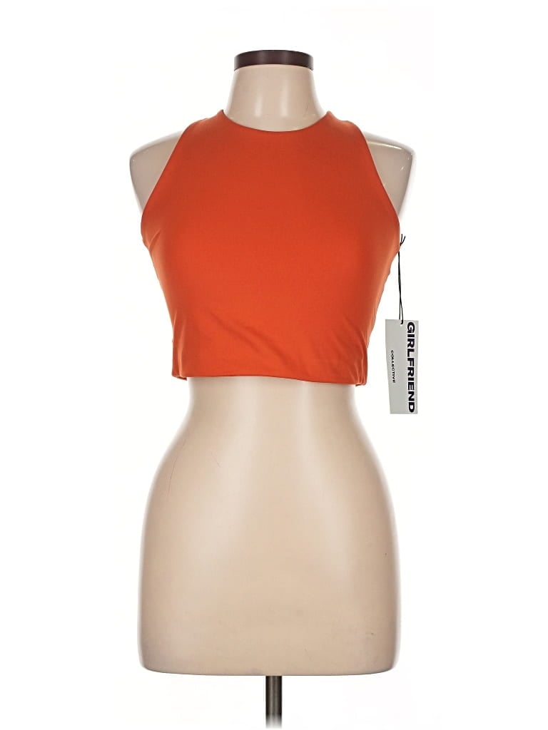 Pre-owned Girlfriend Collective Tank Top Orange Halter Neckline Tops