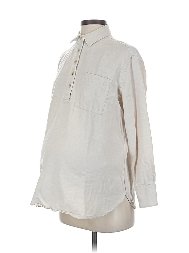 Pre-owned Old Navy - Maternity Long Sleeve Blouse In White
