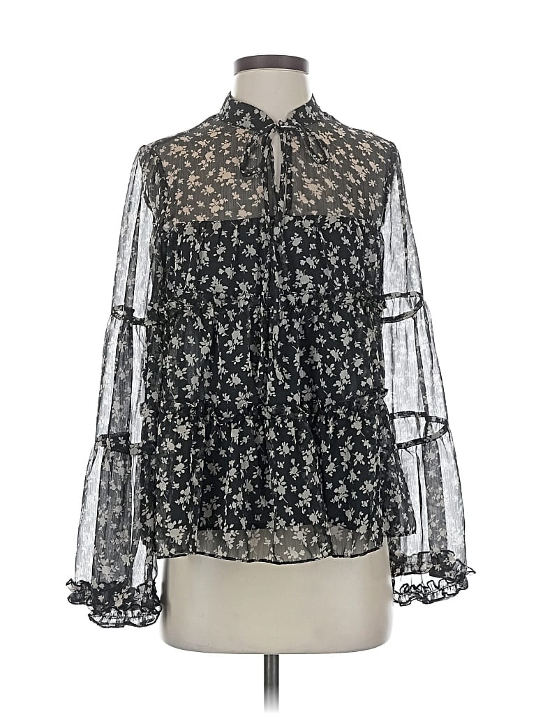 Pre-owned English Factory Long Sleeve Blouse In Black