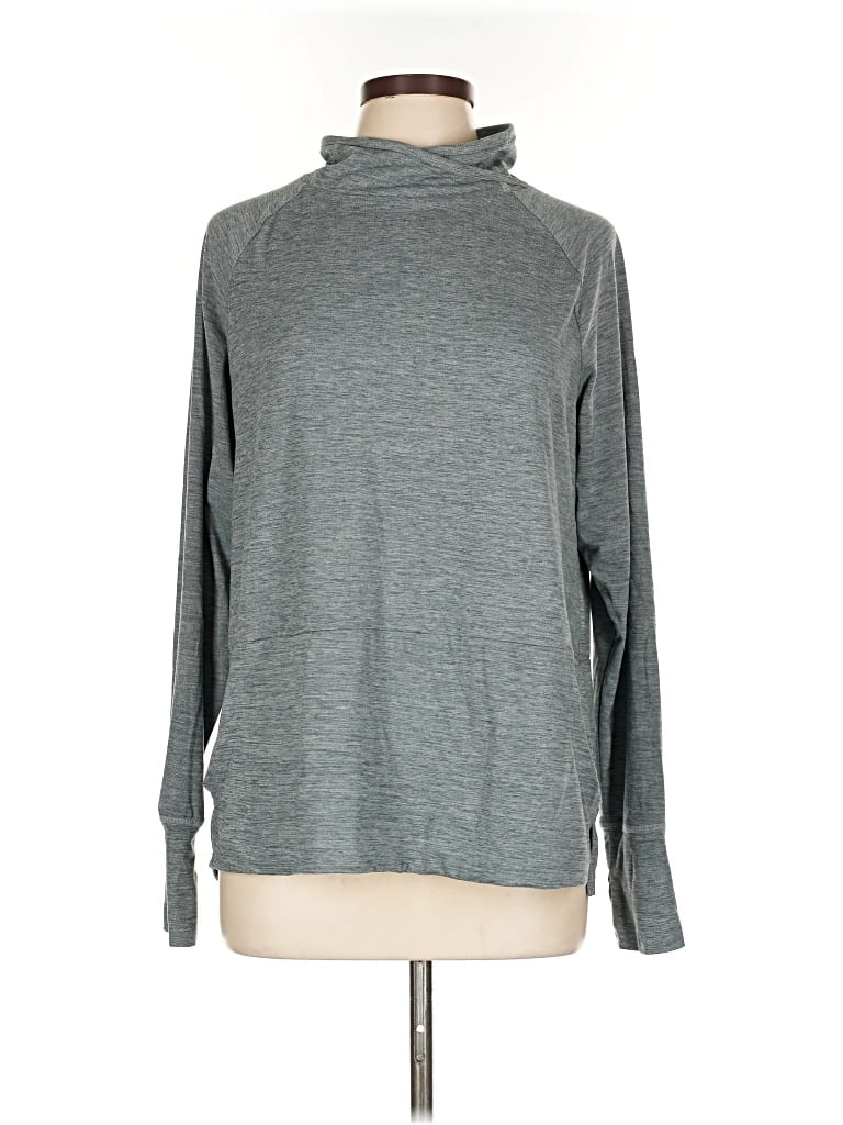 Pre-owned Nine West Long Sleeve Top Gray Turtleneck Tops