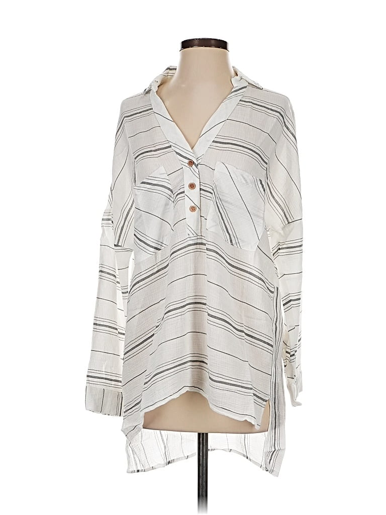 Pre-owned Talulah New York Long Sleeve Blouse In Silver