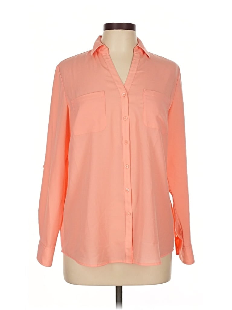 Pre-owned Talbots Long Sleeve Button Down Shirt In Orange