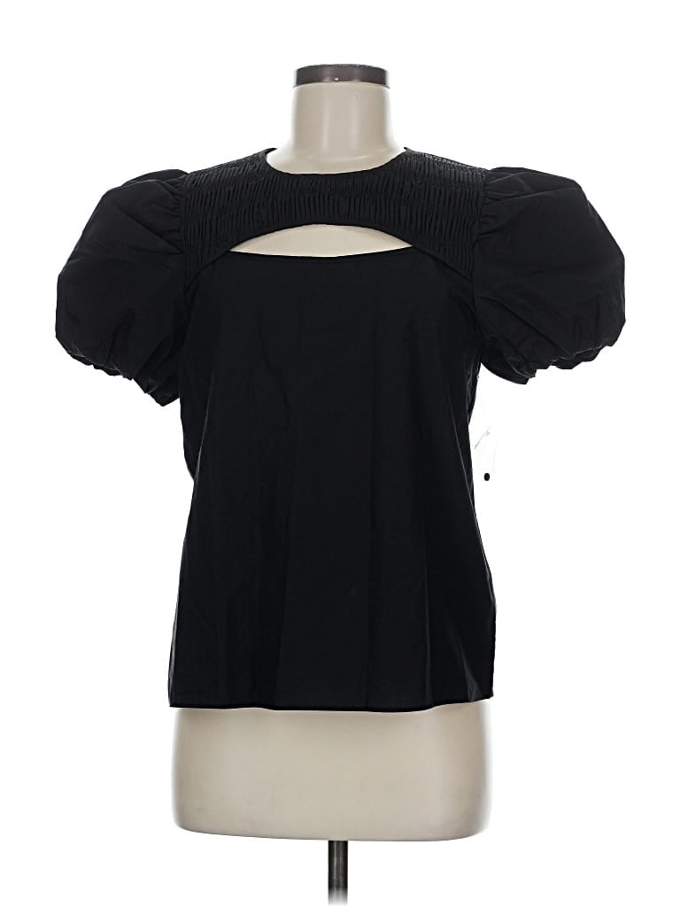 Pre-owned Hyacinth House Short Sleeve Top Black Keyhole Neckline Tops