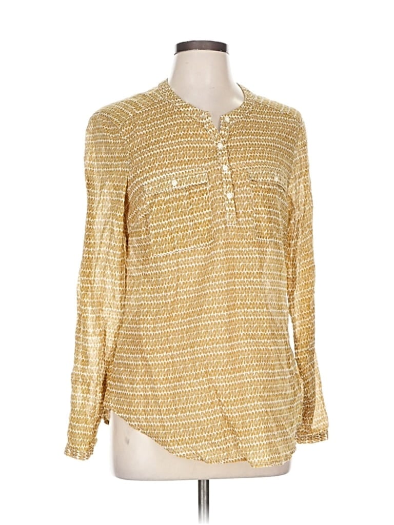 Pre-owned Holding Horses Long Sleeve Blouse In Gold