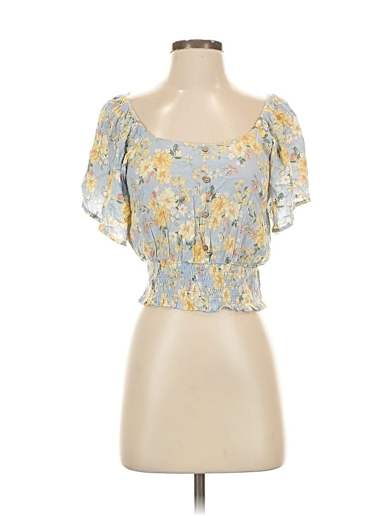 Pre-owned Hippie Rose Short Sleeve Blouse In Yellow