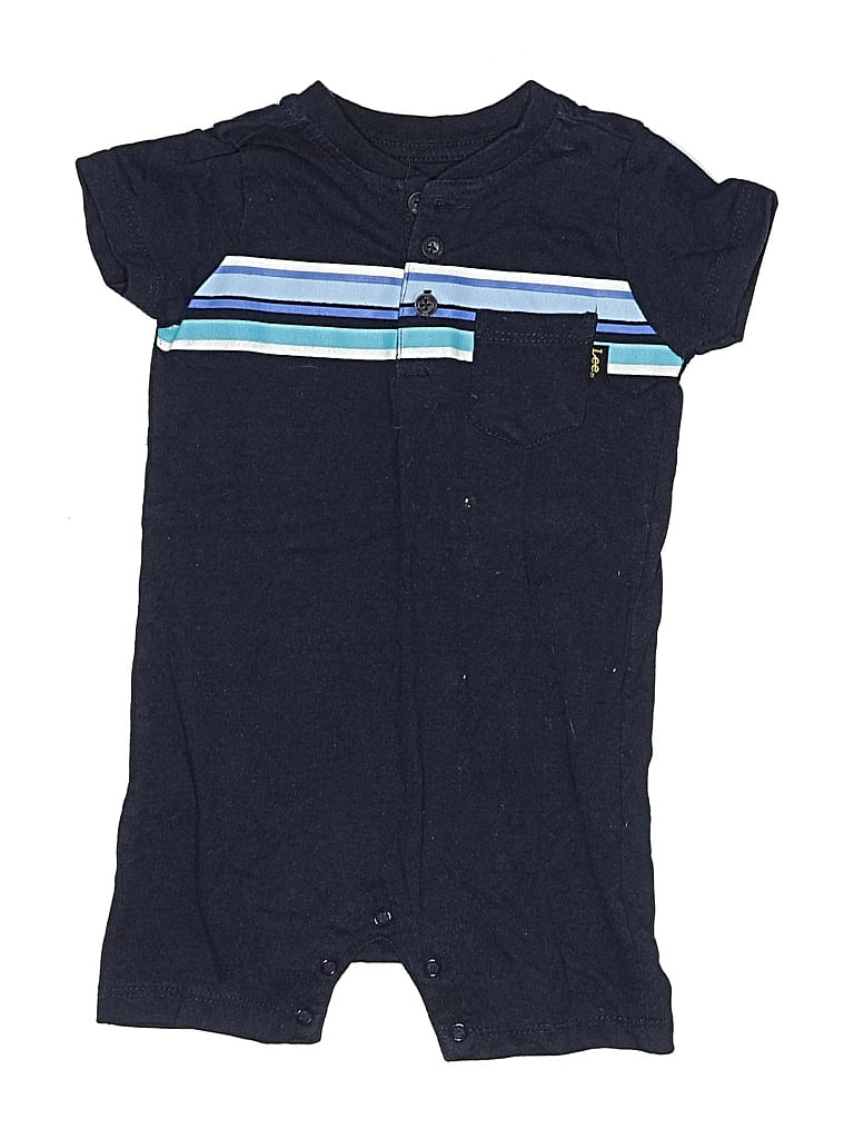 Pre-owned Lee Kids' Short Sve Onesie In Blue