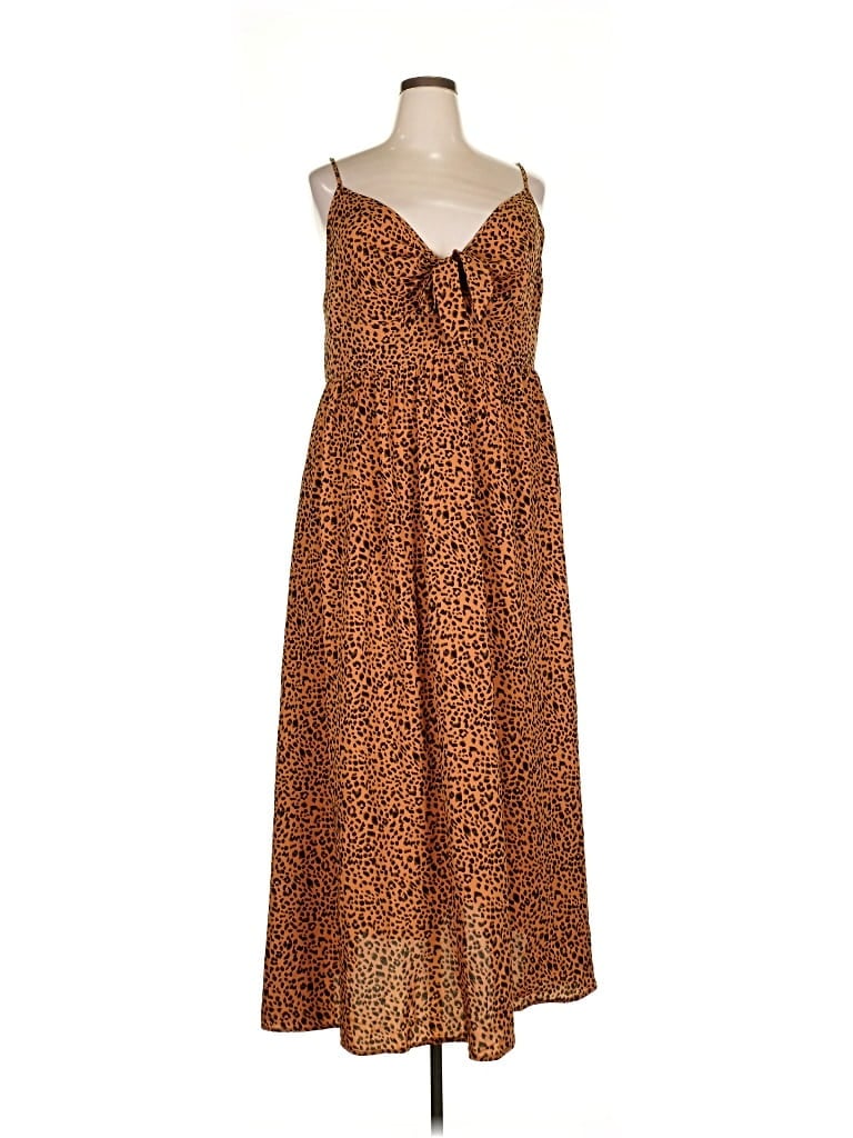 Pre-owned Shein Curve Casual Dress In Brown