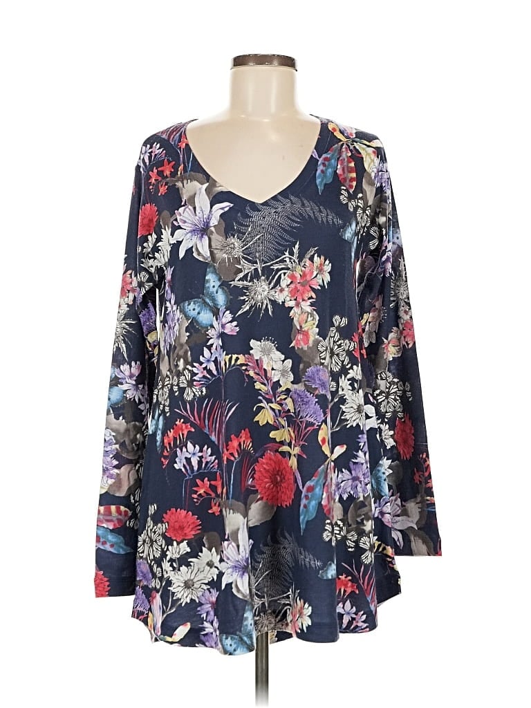 Pre-owned Soft Surroundings Long Sleeve T-shirt In Blue