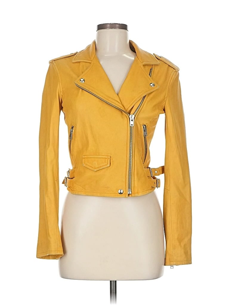 Pre-owned Iro Leather Jacket In Yellow