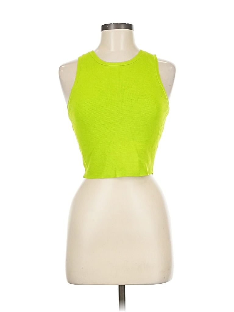 Pre-owned Zara Tank Top Green Halter Neckline Tops