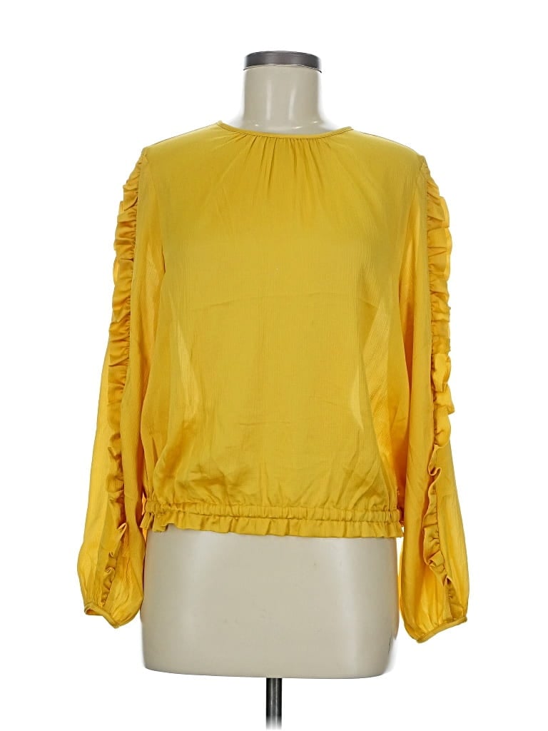 Pre-owned Ann Taylor Long Sleeve Blouse In Yellow