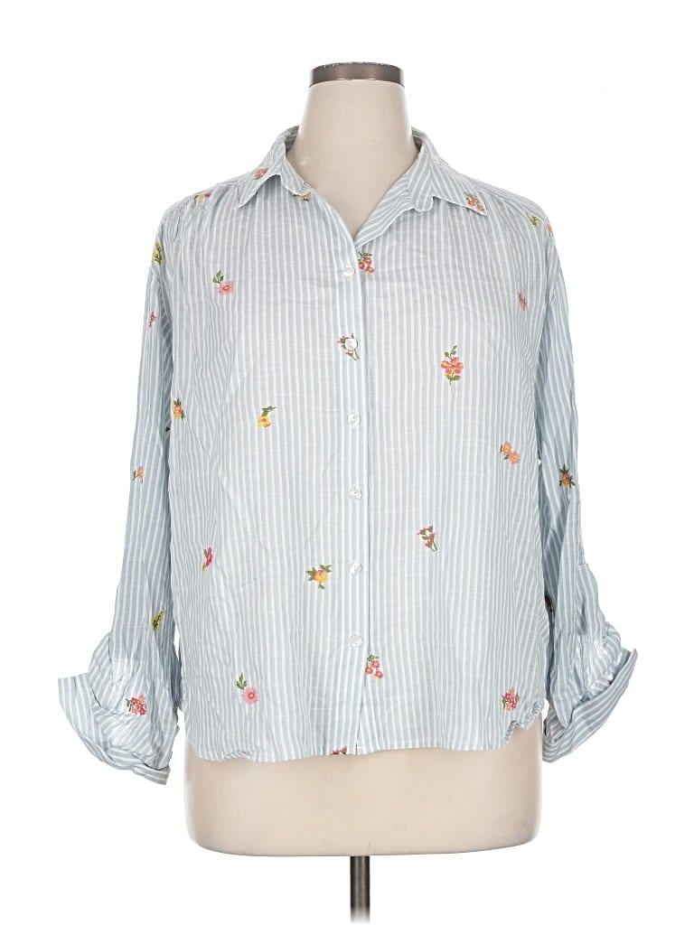 Pre-owned Jane And Delancey 3/4 Sleeve Blouse In Blue