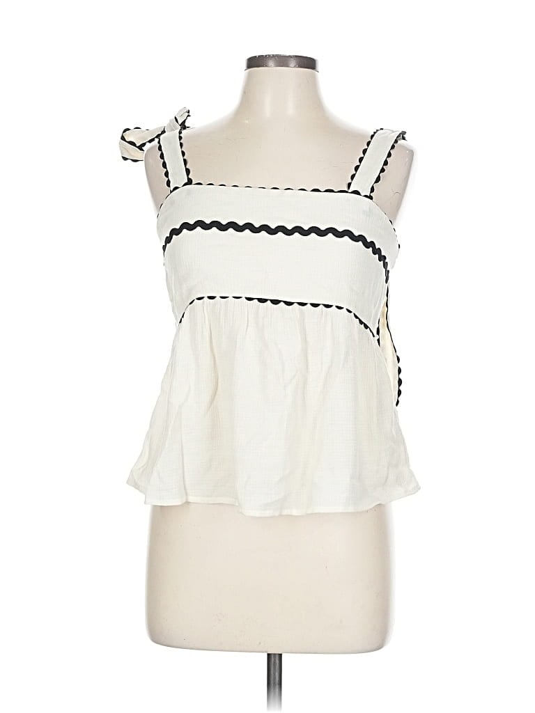 Pre-owned Mine Sleeveless Blouse In White