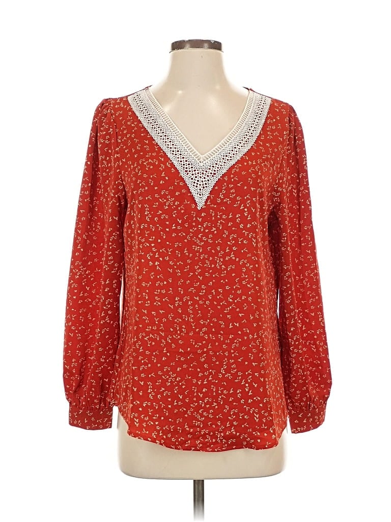 Pre-owned Assorted Brands Long Sleeve Blouse In Red