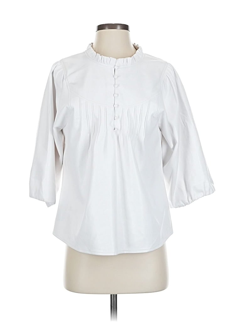 Pre-owned Melissa Nepton 3/4 Sleeve Blouse In White