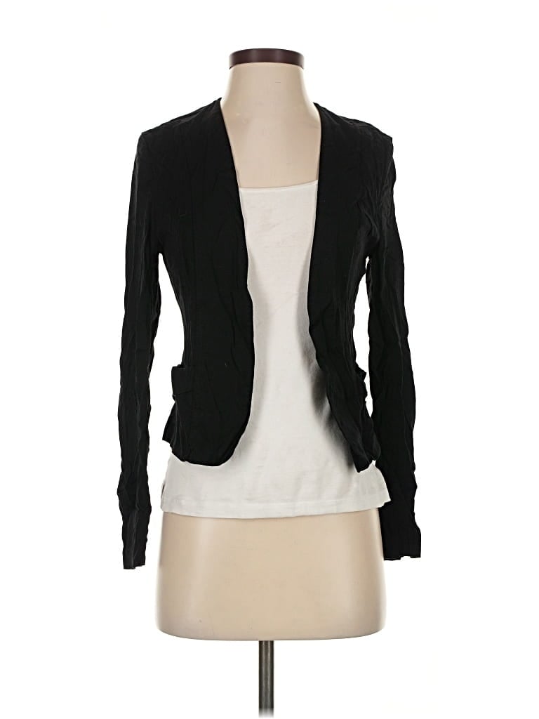 Pre-owned Guess Long Sleeve Top Black Plunge Neckline Tops