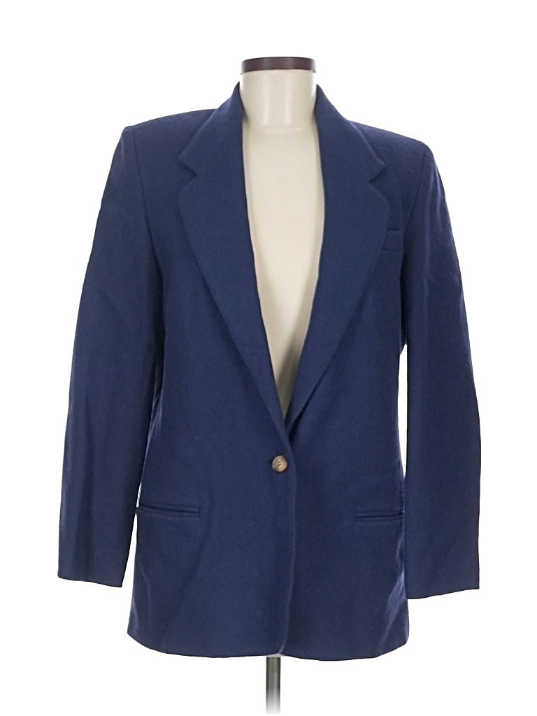Pre-owned Lands' End Wool Blazer Jacket In Blue