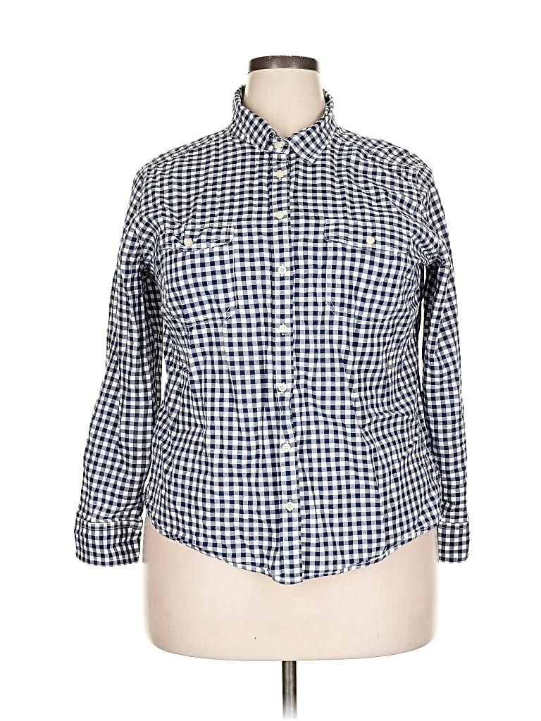 Pre-owned St. John's Bay 3/4 Sleeve Button Down Shirt In Blue