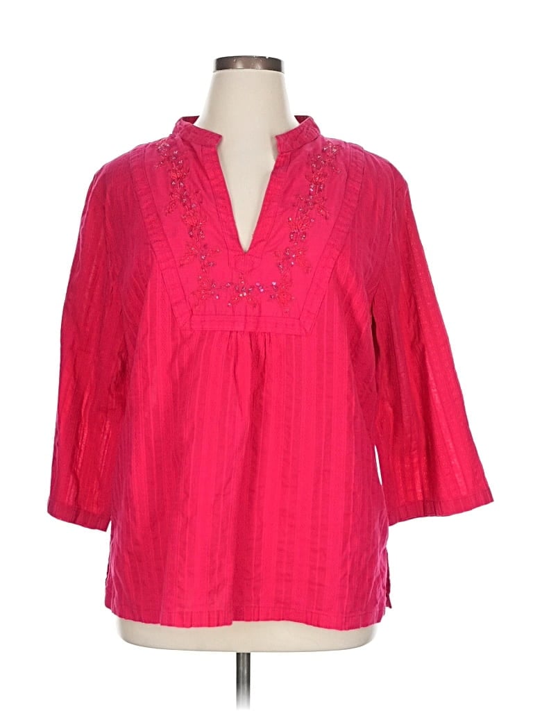 Pre-owned St. John's Bay 3/4 Sleeve Blouse In Pink