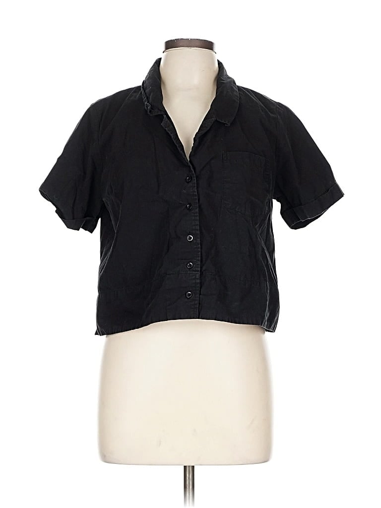 Pre-owned Japna Short Sleeve Blouse In Black