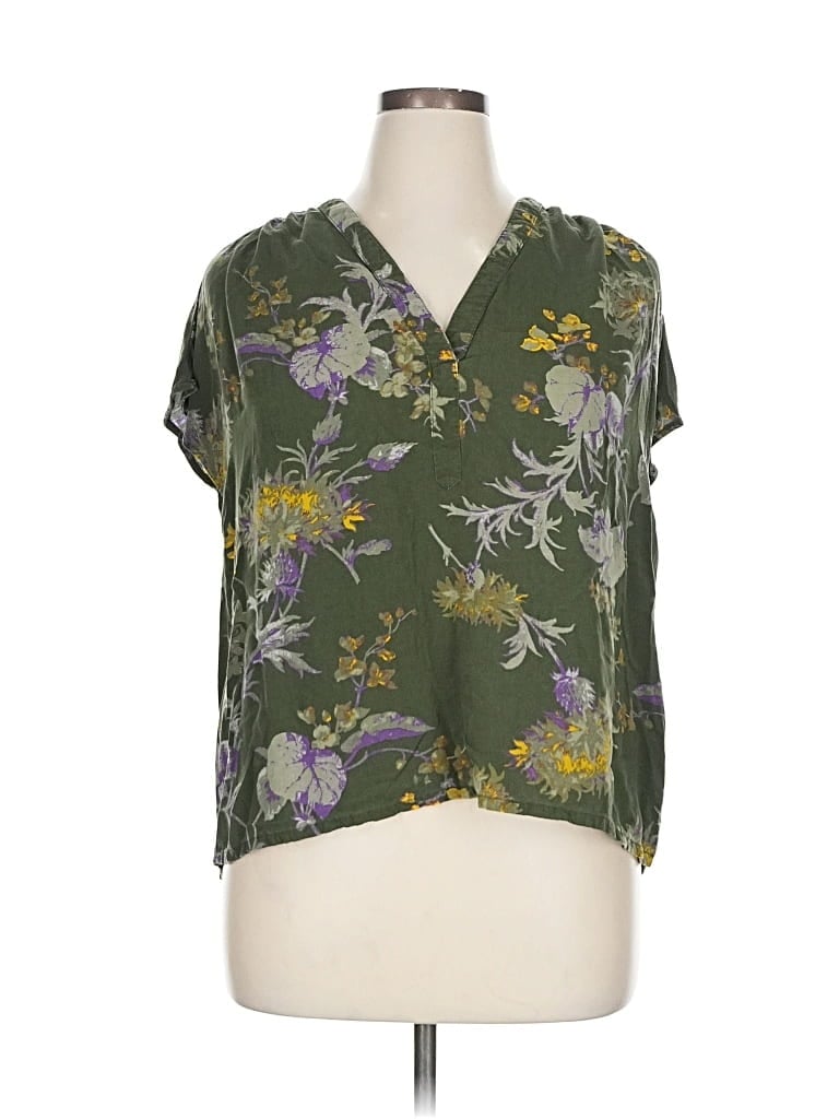 Pre-owned H&m L.o.g.g. Short Sleeve Blouse In Green