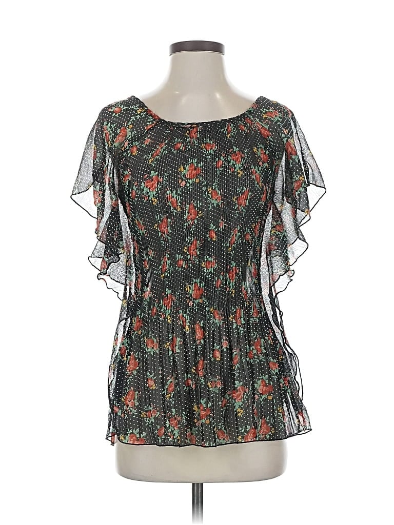 Pre-owned Romeo & Juliet Couture Short Sleeve Blouse In Black