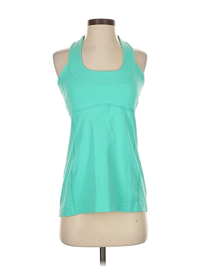 Pre-owned Lululemon Athletica Sleeveless Top Teal Halter Neckline Tops In Blue