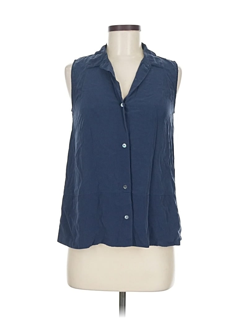 Pre-owned Everlane Sleeveless Button Down Shirt In Blue