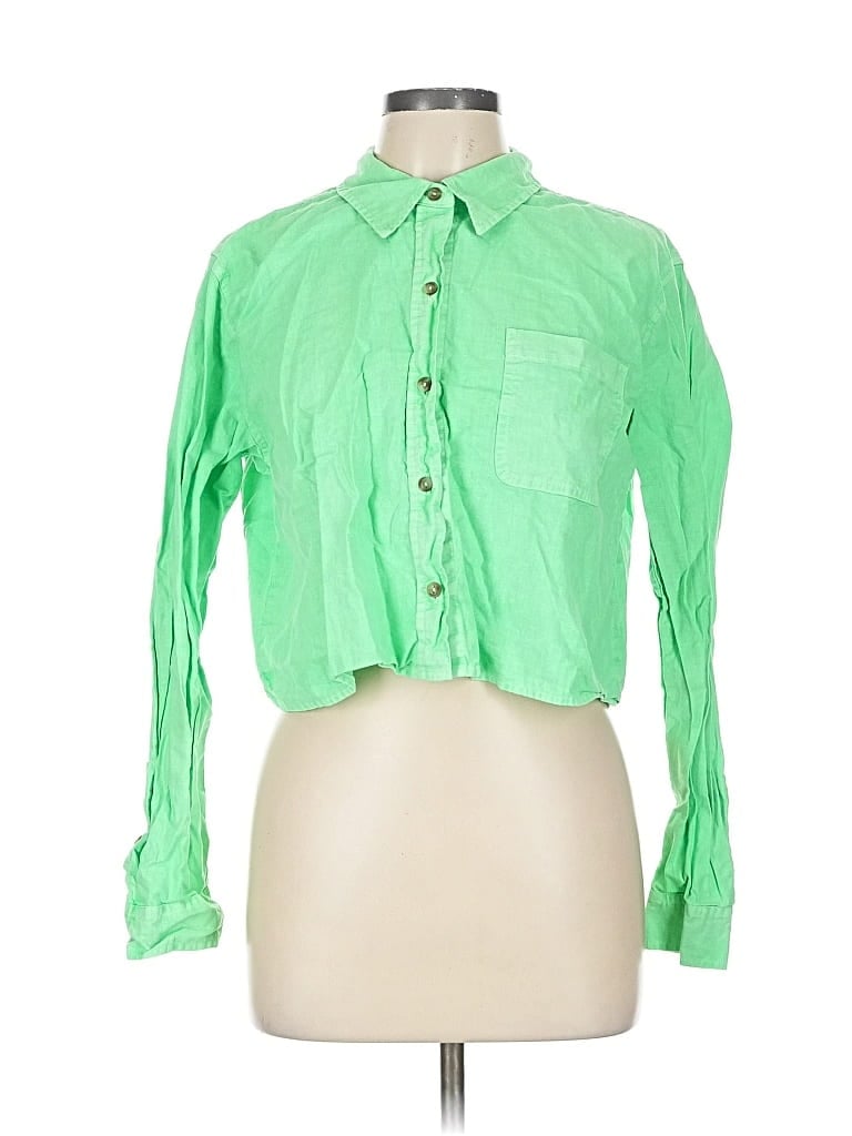 Pre-owned Universal Thread Long Sleeve Button Down Shirt In Green