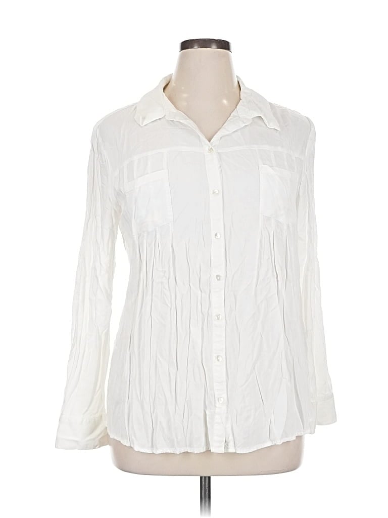 Pre-owned Style & Co Long Sleeve Blouse In White