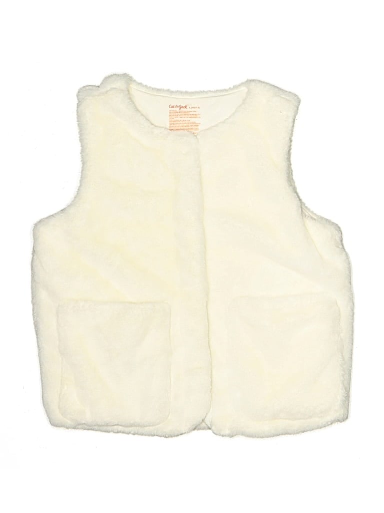Pre-owned Cat & Jack Kids' Faux Fur Vest In White