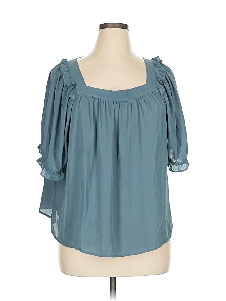 Pre-owned Ann Taylor Loft Outlet 3/4 Sleeve Blouse In Blue