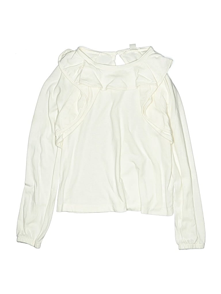 Pre-owned Crewcuts Kids' Long Sleeve Blouse In White