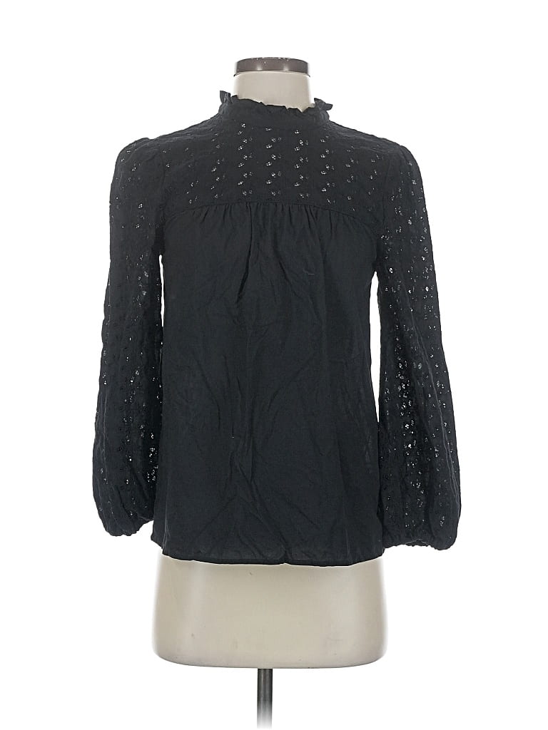 Pre-owned Madewell Long Sleeve Blouse In Black