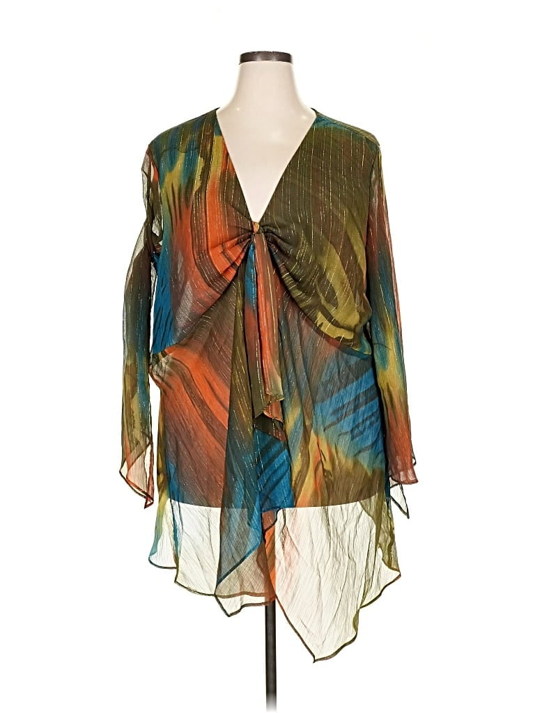 Pre-owned Lane Bryant 3/4 Sleeve Blouse In Green