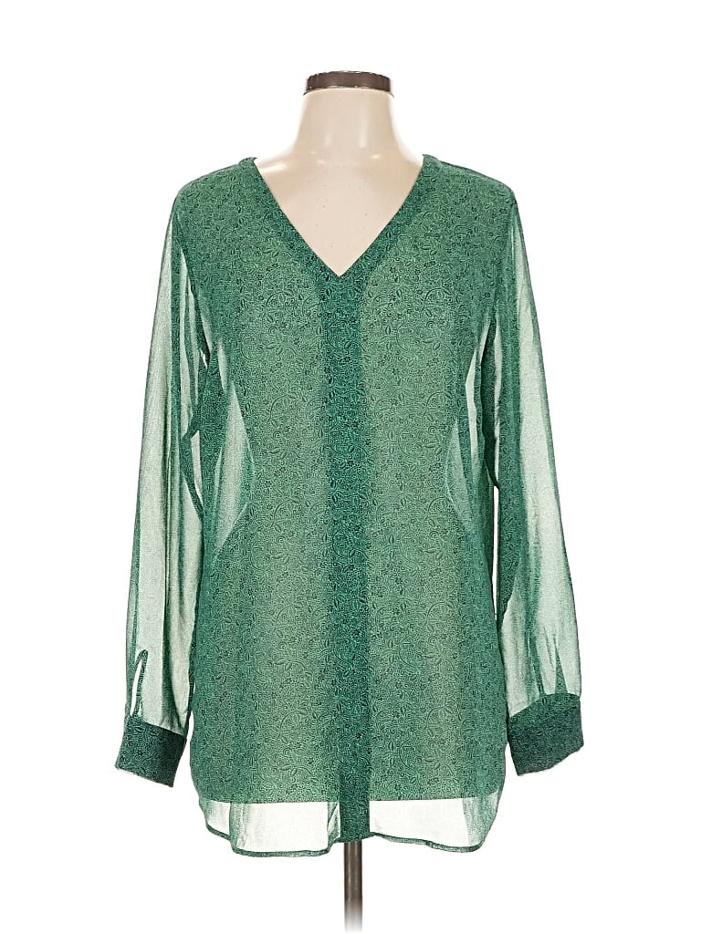 Pre-owned Cabi Long Sleeve Blouse In Green