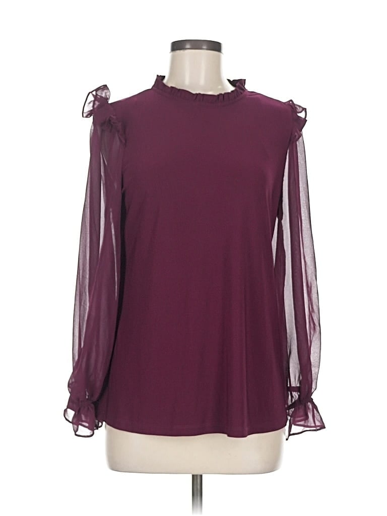 Pre-owned Cece Long Sleeve Blouse In Burgundy