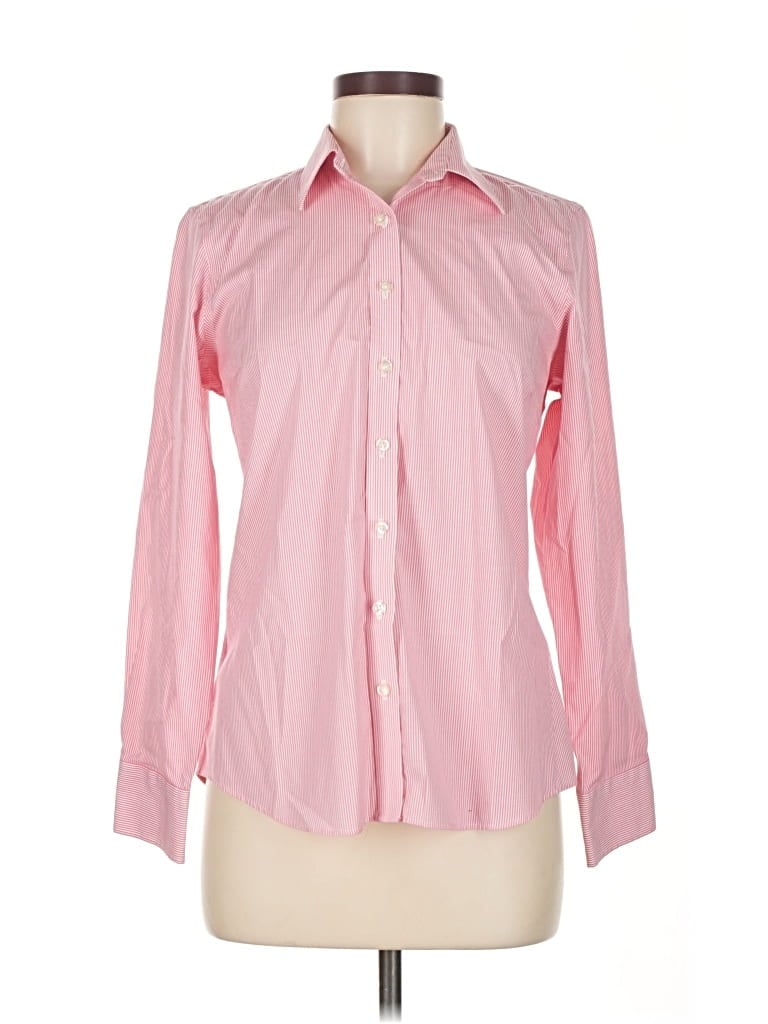 Pre-owned Lands' End Long Sleeve Button Down Shirt In Pink