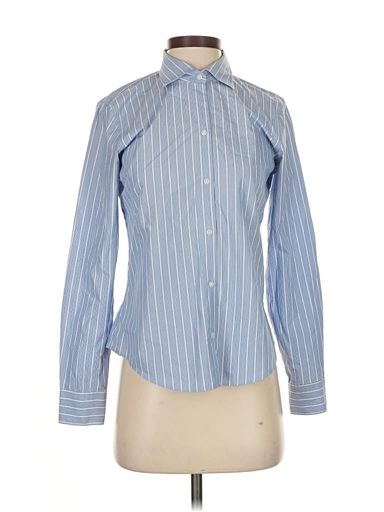 Pre-owned Ann Taylor Long Sleeve Button Down Shirt In Blue