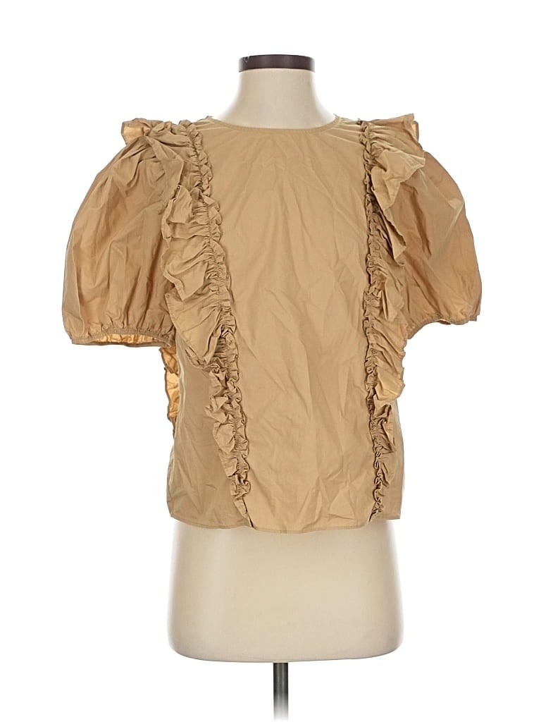 Pre-owned English Factory Short Sleeve Blouse In Brown