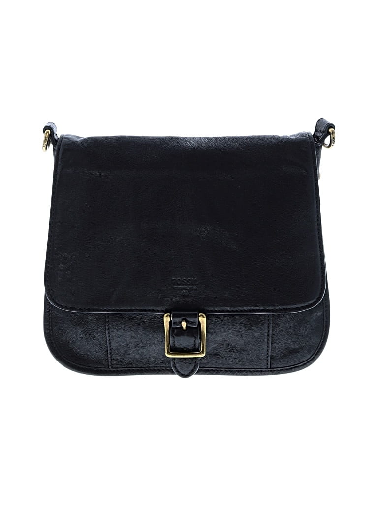 Pre-owned Fossil Leather Crossbody Bag In Black