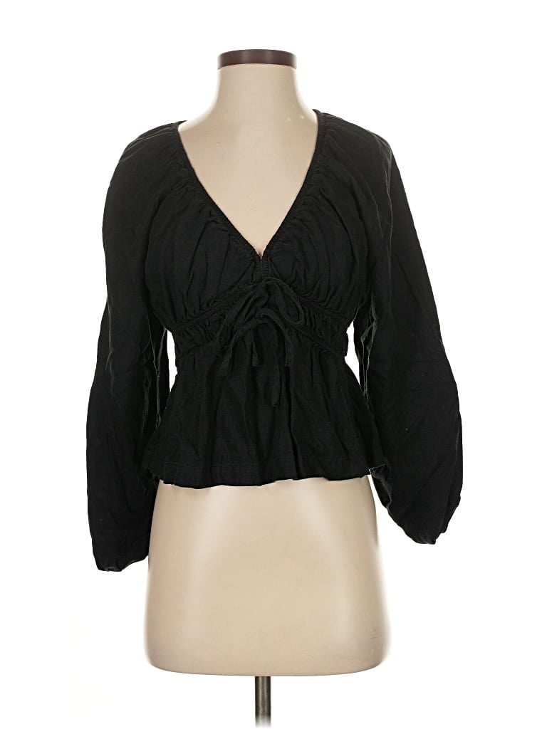 Pre-owned Universal Thread Long Sleeve Blouse In Black