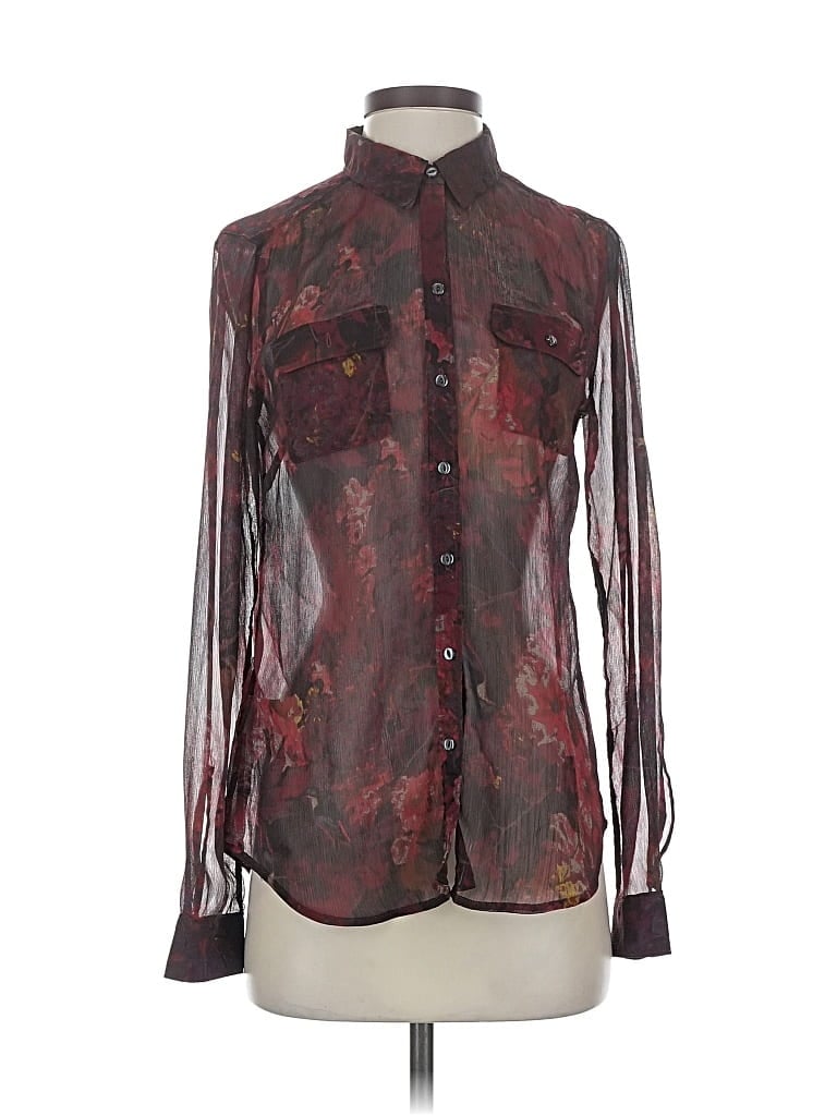 Pre-owned Eddie Bauer Long Sleeve Blouse In Burgundy
