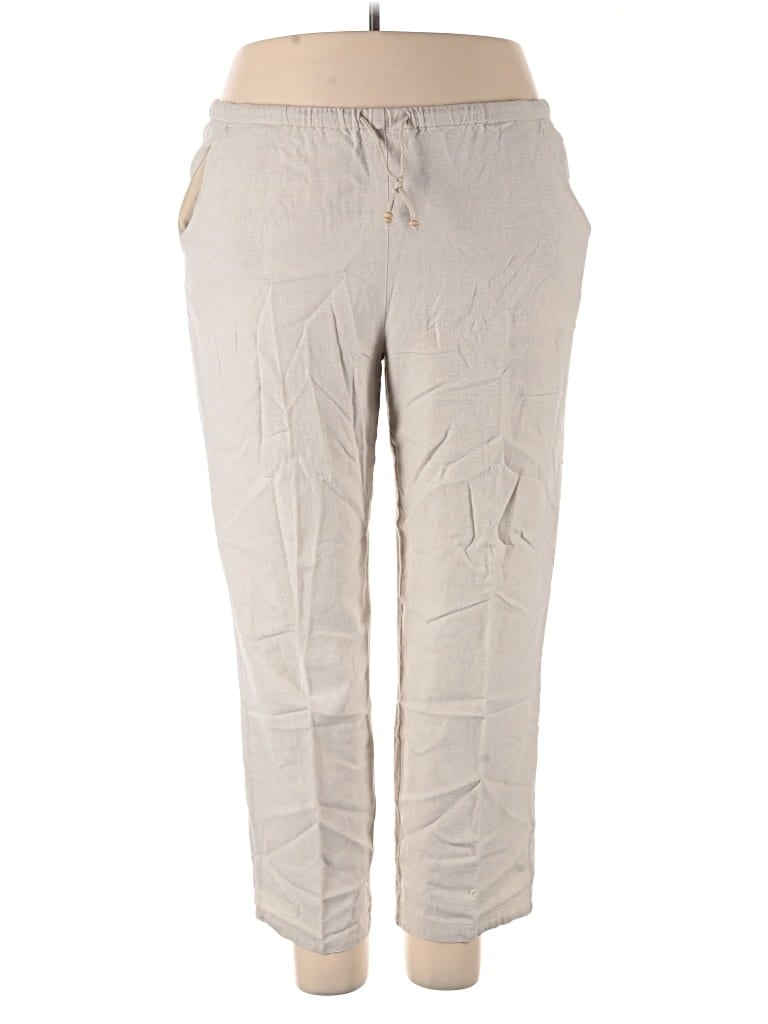 Pre-owned Alfred Dunner Linen Pants In Gray