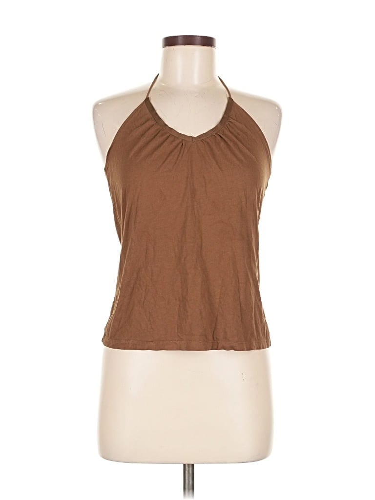 Pre-owned Calvin Klein Tank Top Brown Halter Neckline Tops